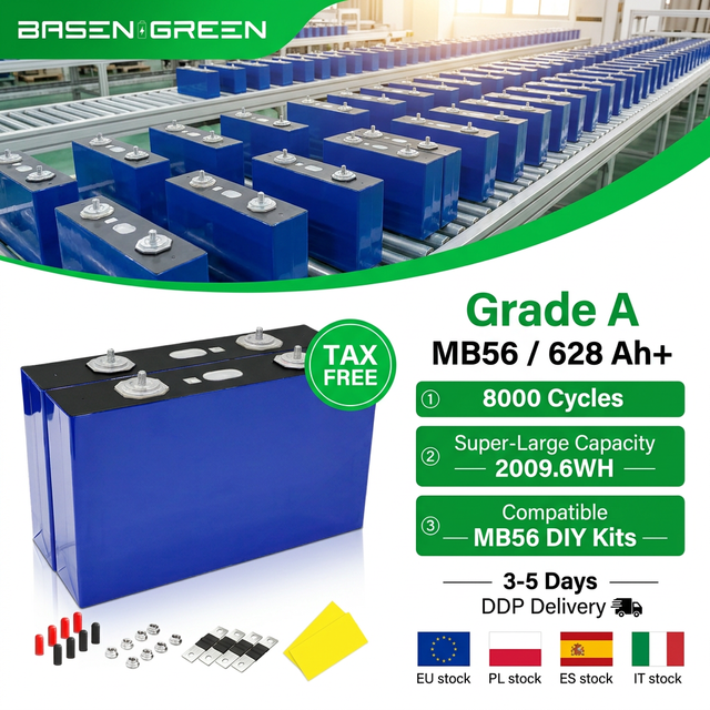 628Ah LiFePO4 Liquid Prismatic Lithium Ion Battery Cell 8000 Cycles EU Free Tax EV Solar & Power Tools 5-Year Warranty