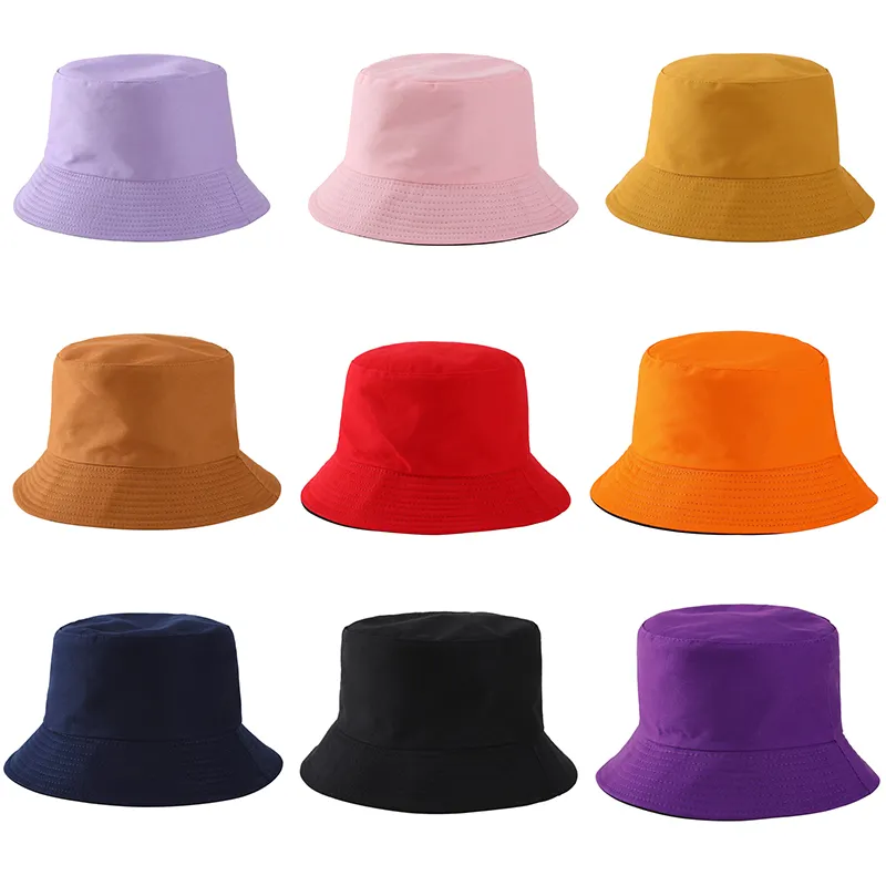 Colorful Solid color Bucket Hat Panama Flat Caps Sun Fisherman Bob Hats