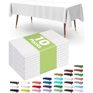 Mantel de Plástico Rectangular Impermeable para Bodas, Navidad, Campamentos y Fiestas, Personalizado, Desechable, de Vinilo PP, Color Rosa y Blanco, Liso - Product Image 1