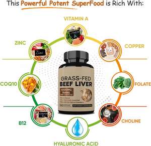 Cápsulas de Órganos de Res Alimentada con Pasto, Suplemento de Vitaminas para Adultos, Hígado, Hueso, Médula, Corazón, Baqueta, Mejora la Función Hepática, 90 Cápsulas - Product Image 5