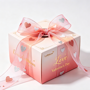 Ruban gros-grain rose polyester/coton 1-1/2 pouce, motif géométrique imprimé feuille d'or, simple face, certifié OEKO-TEX GRACE RIBBON - Product Image 2