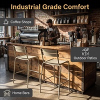 Ensemble de chaises de salle à manger d'extérieur en métal moderne, chaises de jardin empilables et tabourets de bar assortis pour café et restaurant