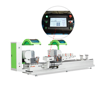 Sierra de doble cabezal CNC de alimentación automática JUNDE de 5400W tipo oscilante con PLC para la fabricación de ventanas y puertas