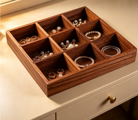 Plateau de service moderne en bois à 9 compartiments pour fruits secs, snacks, noix, décoration de table basse, logo personnalisé