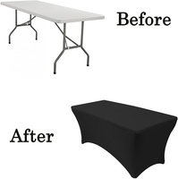 Nappe de Table de Patio en Spandex, rectangulaire, extensible, noire, 6 pieds