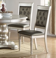 Ensemble de 2 chaises de salle à manger capitonnées avec accents argentés de luxe