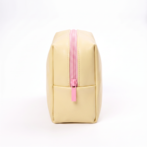 BSCI Stylish PU Leather <b>Vanity</b> Makeup <b>Bag</b> Yellow Custom Logo For Gift Giving And Daily Use Storage Org - Product Image 3