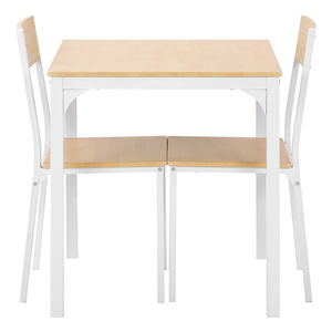 <b>Dining</b> Table Set With 2 <b>Chairs</b> <b>White</b> Frame Beech <b>Wood</b> Top Square Design For Home Kitchen Use - Product Image 2