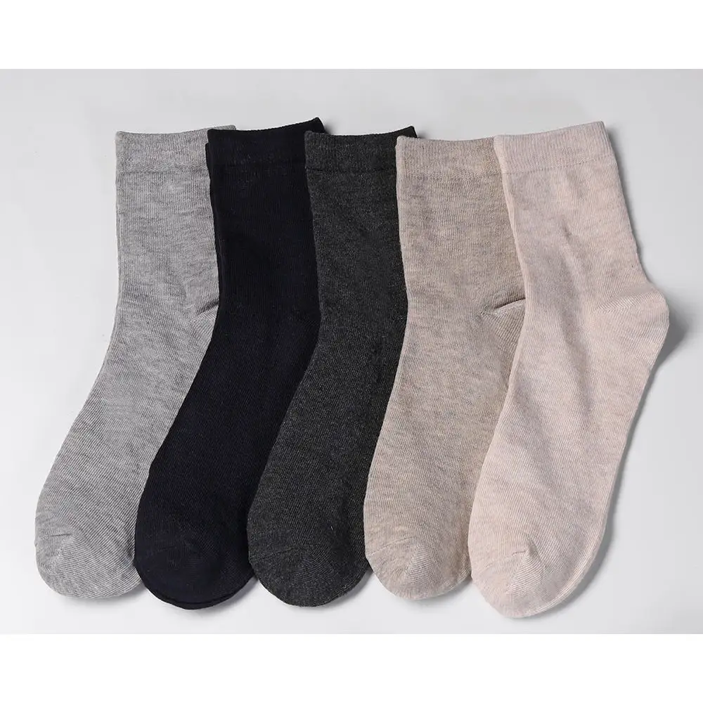 OEM Socks Supplier Formal Man Knitted Socks Basic Solid Breathable Comfortable Custom Cotton Men Dress Crew Socks