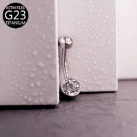 Anneau de nombril circulaire en tungstène F136 avec zircon, bijou unisexe pour le nombril, vente en gros transfrontalière