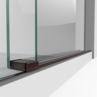Porte de douche coulissante moderne et élégante pour hôtel, 56x60 pouces (largeur) x 74 pouces (hauteur), en acier inoxydable poli sans cadre, verre trempé de 8 mm d'épaisseur, certifiée CE