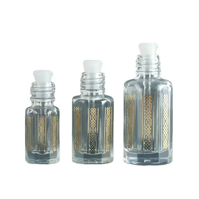 Custom dropper essential oil bottle 3ml 6ml 12ml Octagonal Shape gold design roller bottles for essential oils