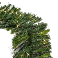 Guirlande de Noël en PVC vert pré-éclairée avec lumières LED chaudes pour cheminée, escalier, décoration intérieure et extérieure