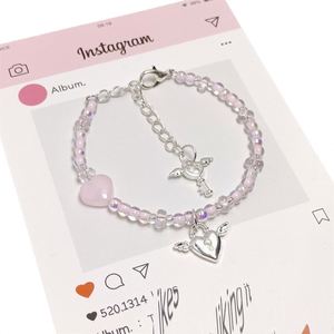 Crystal Glaze <b>Beaded</b> <b>Bracelet</b> Multi Color Transparent Small Rice <b>Beaded</b> <b>Bracelet</b> Rainbow Eyes Beads Heart Pendant Girl <b>Bracelet</b> - Product Image 1