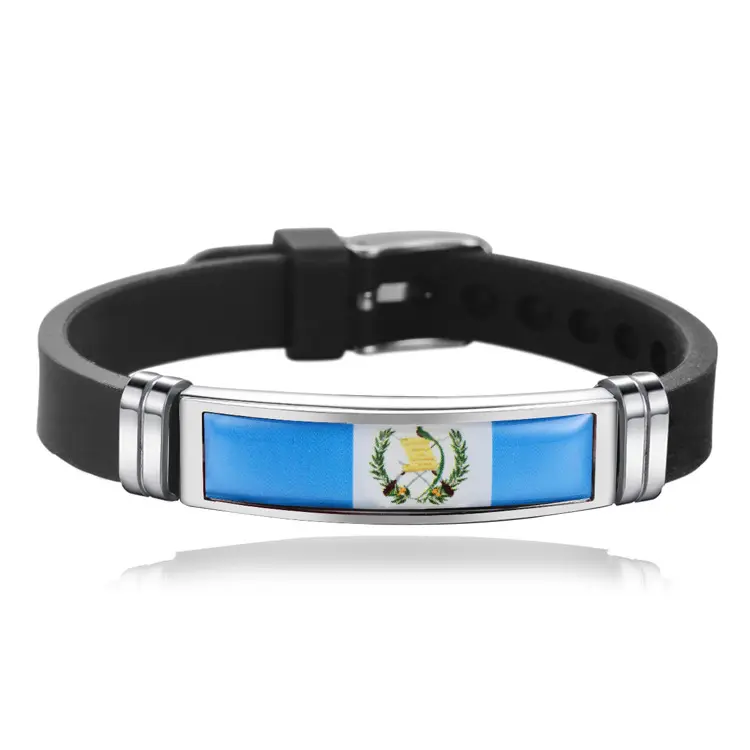 Futebol Argentina EUA Espanha País Bandeira Pulseira para Homens Mulheres Israel Alemanha Bandeiras Ajustável Pulseira De Silicone Pulseira