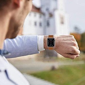 Compatible con <span class=keywords><strong>Apple</strong></span> <span class=keywords><strong>Watch</strong></span> Band Reemplazo de correa de cuero genuino para IWatch Series Ultra/Ultra 2 9 8 7 6 5 4 3 2 1 <span class=keywords><strong>SE</strong></span> Hombres Mujeres - Product Image 4