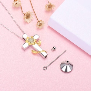 de la joyería de la plata esterlina De La Cruz de girasol para siempre en <span class=keywords><strong>mi</strong></span> corazón colgante de urna de Collar para las mujeres - Product Image 4