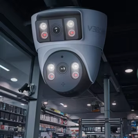 V380 4MP Dome Indoor Security Camera Dual Lens 360 Degree Dual View with Night Vision CMOS Sensor & Cloud Data Storage