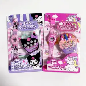 Kuromi cartoon Girl children's Electronic Watch Quick Pop Push It Electronic Game Press It Game Fidget Toys children's Gift Set