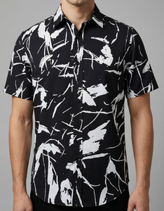 Chemise à manches courtes pour homme, imprimé abstrait, boutonnée, <span class=keywords><strong>d</strong></span>écontractée, streetwear <span class=keywords><strong>d</strong></span>'été, chemise de plage pour les vacances, fabricant OEM ODM, fournisseur - Product Image 1