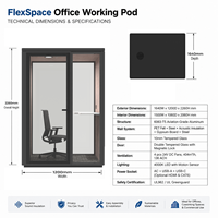 Cabine téléphonique acoustique Flexspace Office, nouvelle cabine de bureau portable insonorisée, cabine de travail intérieure pour l'intimité