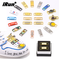 Breloques décoratives pour lacets de chaussures IRun Sneaker Dubraes, fermoirs pour lacets en or brillant, étiquette pour lacets, logo personnalisé accepté