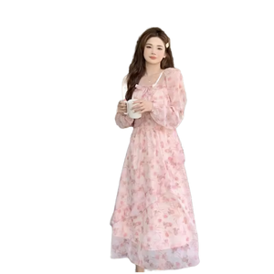 Vestido de Gasa para Mujer Tallas Grandes, Cuello Cuadrado, Dobladillo Irregular, Vestido de Verano que Estiliza la Cintura, Vestido Casual Elegante Personalizado - Product Image 1