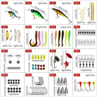 LUSHAZER Boîte de pêche complète avec leurres souples, leurres minnow, crankbaits, cuillères, spinners, jigheads, hameçons et poids pour la pêche au bar, à la truite et au brochet