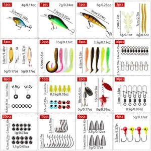 LUSHAZER Leurre de pêche Combo Box Soft Worm Bait Kit Minnow Crank Spoon <span class=keywords><strong>Spinner</strong></span> Jig Heads Hooks Weights Bass Trout Pike - Product Image 2