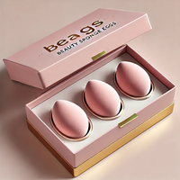 Coffret cadeau œuf de beauté de luxe écologique personnalisé avec mélangeur de maquillage coloré Boîte en papier de carton recyclé avec impression en relief