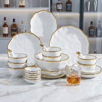 Service de vaisselle en porcelaine texturée peinte à la main, style européen simple, pour 2 à 8 personnes, compatible lave-vaisselle/micro-ondes, sans plomb ni chrome, qualité alimentaire, idéal pour hôtels/cadeaux