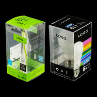 Boîte d'emballage pour ampoule LED, boîte transparente en PET, boîte d'emballage en plastique transparent PVC, boîte d'emballage pour ampoule LED avec fond transparent