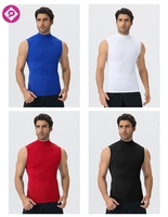 Nouveauté : Débardeur de sport pour homme, col montant, sans manches, ajusté, respirant, haute élasticité, absorbant la transpiration, avec logo personnalisé