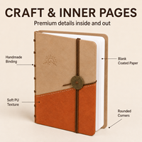 Carnet de voyage personnalisable haut de gamme fait main A5, couverture souple en PU, reliure filée, 100 feuilles pour journal de voyage et croquis