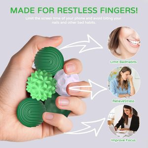 Lot de 8 balles sensorielles magnétiques vertes, jouets anti-stress fantaisie avec revêtement en silicone et caoutchouc, pour le soulagement du stress lors de mariages et du Nouvel An - Product Image 4