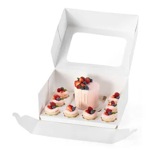 Großhandelspreis Karton Papier Bento Tasse Kuchenbox Qualität weiß Gebäck Schachteln Cupcakes und gestaffeltes Minikuku mit Fenster