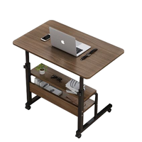 Table Basse de Bureau Contemporaine, Bureau Debout Manuel Mobile avec Rangement, Bureau Multifonctionnel en Bois