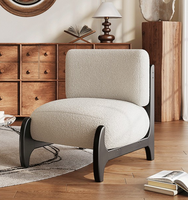 Fauteuil de salon moderne de luxe nordique en velours rembourré avec accoudoirs en bois massif, éponge blanche, pour la détente dans le salon, la chambre ou la salle de séjour