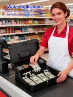 Kassenschublade für Supermarkt-Kassierer Münz- und Geldschein-Organizer mit Schlüsselschloss Sicherer Stahlsafe Abnehmbares Design 400x300x145mm Abmessungen TC-01
