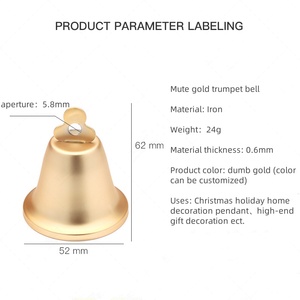 Frosted Gold Hand <strong>Bells</strong> 2pcs/Bag Plated Metal Cow <strong>Bells</strong> for Wall Hanging Christmas Horn <strong>Bells</strong> Decor Sound Crisp and Loud - Product Image 2