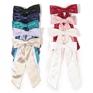 Neue Quaste Band Bogen Mädchen Haar Klaue einfarbig lange Schwanz Bowknot Bogen Haars pangen Frauen Stoff süße Band Ente <span class=keywords><strong>Clip</strong></span> Haar griffe - Product Image 1