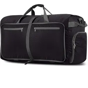 KOSTENLOSE MUSTER 100L Packbare Reisetasche, extra große Gepäck tasche (schwarz)