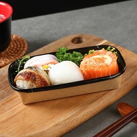 Boîtes à sushi en papier kraft robustes en gros, matériaux recyclés, finition mate, design carré, emballage alimentaire pour plats à emporter