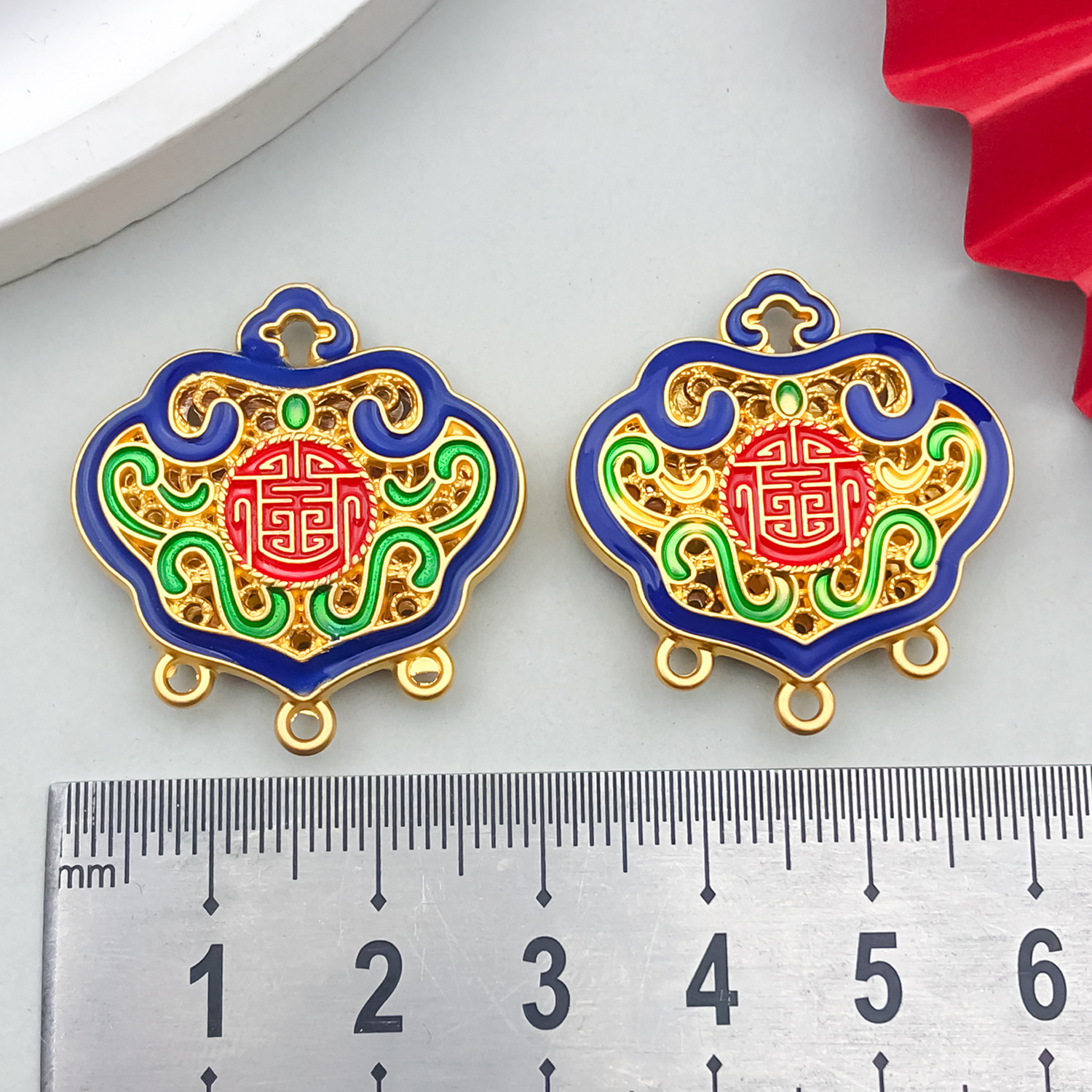 1 blue ancient gold dumb gold double-sided hollow