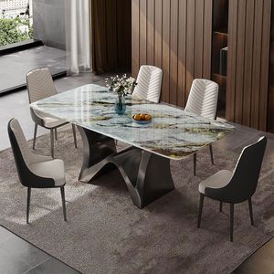 <span class=keywords><strong>Mesa</strong></span> de Comedor Rectangular de Mármol de Diseño Italiano de Alta Gama, Ultra-<span class=keywords><strong>Cristal</strong></span>, con Patas de Metal Extensibles - Product Image 3