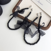 Chaînes de chaussures perlées pour bottes, 2 pièces/paire, sangles de 8 mm et 6 mm avec perles de verre et nœuds en organza, accessoires de bottes Coquette Balletcore