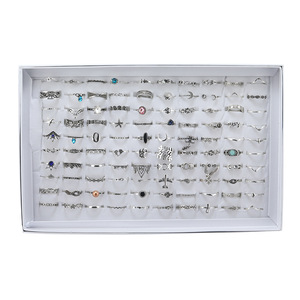Mixed-Style Vintage Antique <strong>Silver</strong> <strong>Statement</strong> <strong>Ring</strong> Set 50-100 Pieces in Box Fashionable Trendy <strong>Rings</strong> - Product Image 6