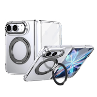 Coque transparente HD avec anneau magnétique, support rotatif à 360°, béquille pliable, antichoc pour iPhone 18 Duo