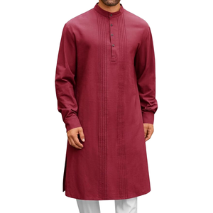 Túnica de Oración Musulmana para Hombres Adultos, Blanca, con Cuello Alto, Manga Larga, Kaftán Árabe Tradicional, Túnica de Poliéster Hecha a Mano, Transpirable - Product Image 1