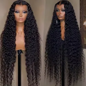 For Black Women Wholesale Deep Wave Wigs Human Hair 13x4 Lace Front Water Wave Kinky Curly Deep Wave Human Hair Wigs